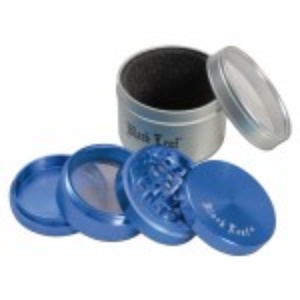 Black Leaf - Anodized Aluminum Herb Grinder in Gift Box - 4-part - 50mm - Blue