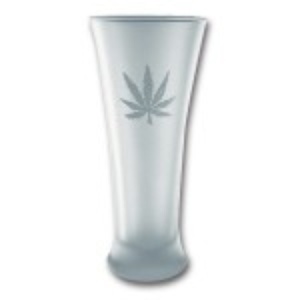 Frosted Glass With Weed Leaf