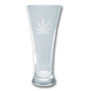 Glass With Frosted Leaf