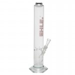 EHLE. Glass - Straight Cylinder Bong 2000ml - 18.8mm - Ice Notches - White logo