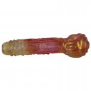 Glass Spoon Pipe - Clear with Gold Fume and Aztec Design